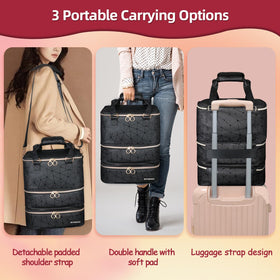 Detachable shoulder strap offers flexible carry for travel.