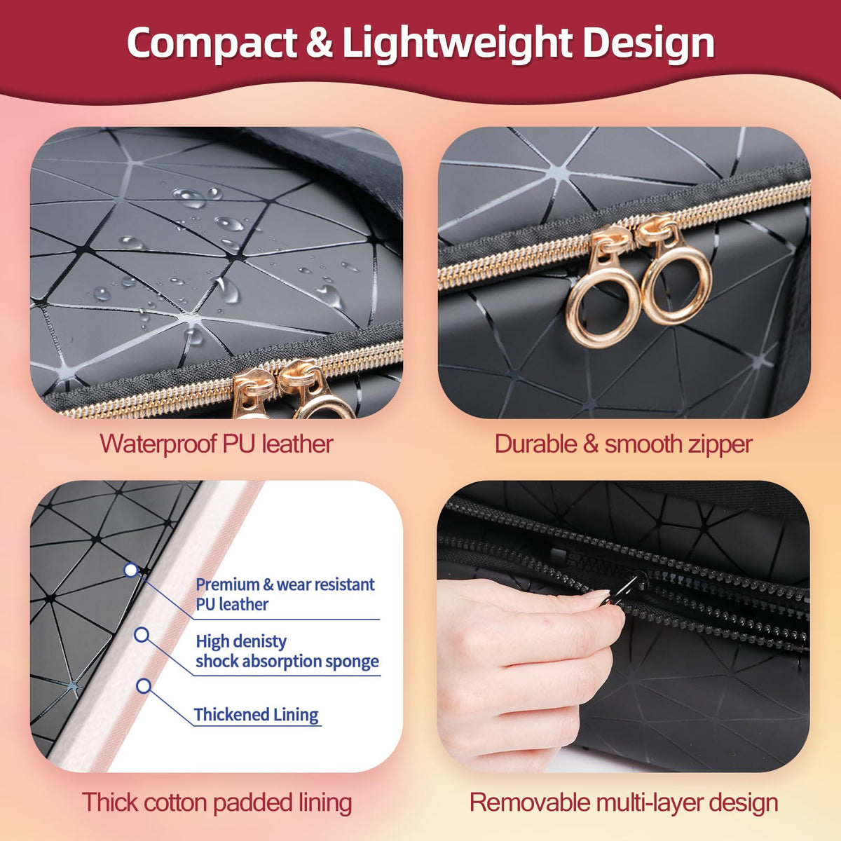 Water-resistant PU leather adds durable protection for daily use.