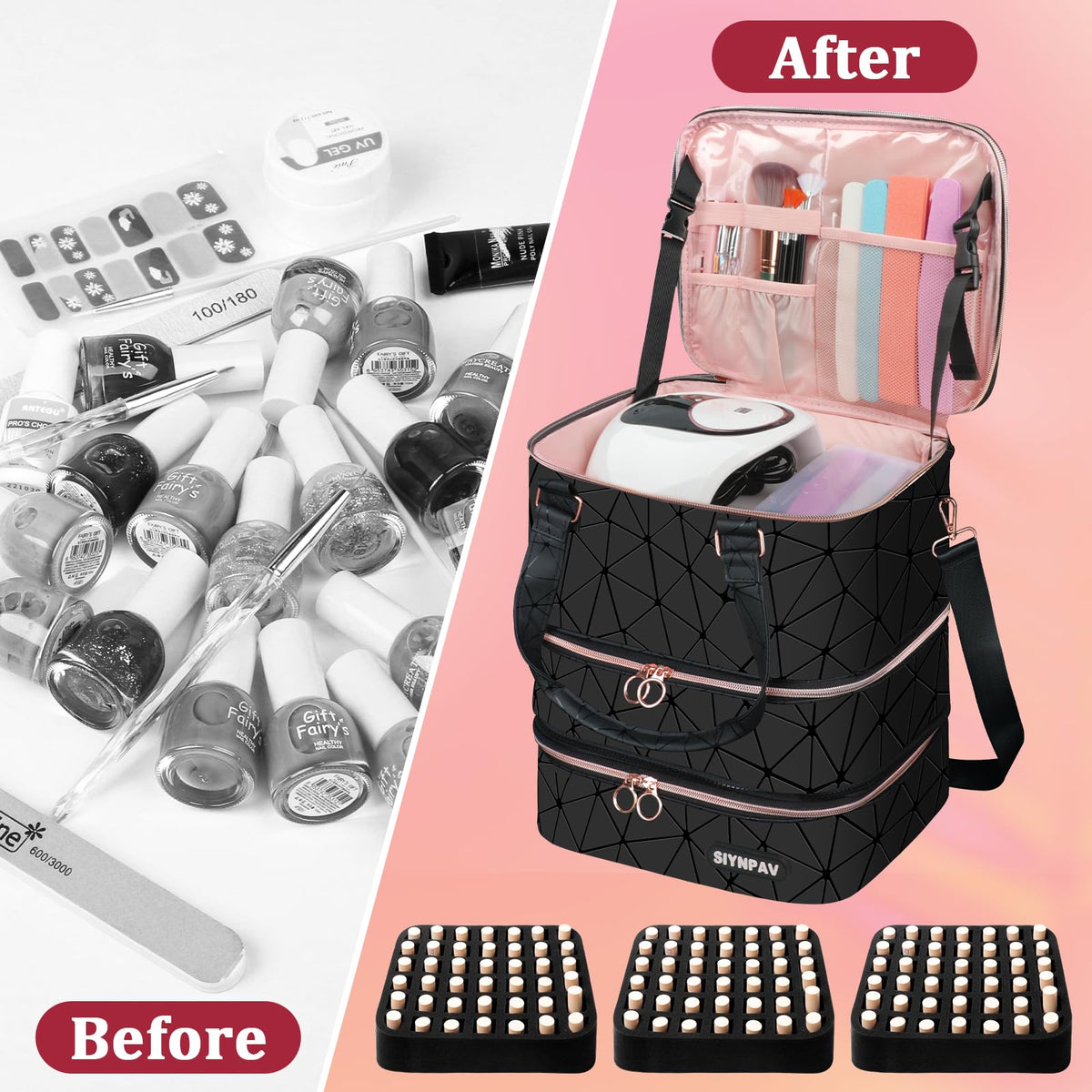 Ideal for nail techs, salons, and enthusiasts seeking organized nail storage.