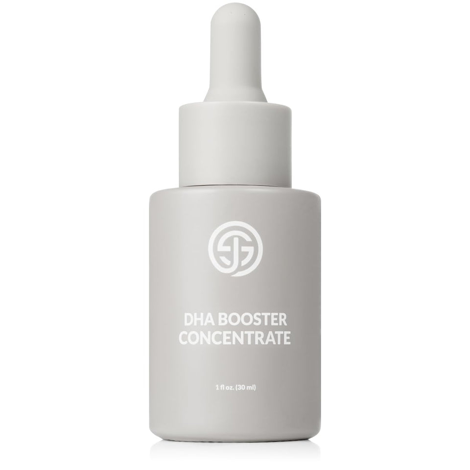 SJOLIE DHA Booster Drops bottle with 50 percent DHA for natural looking, deeper tan.