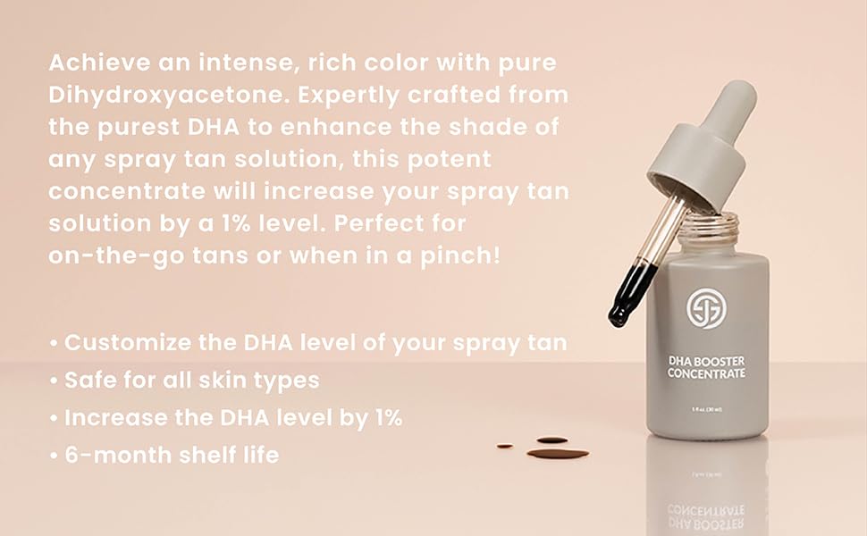 SJOLIE DHA Booster Drops mixed into spray tan solution for customizable shade depth.