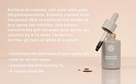 SJOLIE DHA Booster Drops mixed into spray tan solution for customizable shade depth.