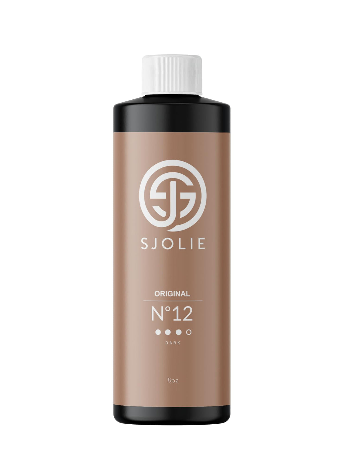 SJOLIE Sunless No.12 bottle pouring for even coverage and natural bronze glow.