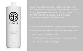 Closeup of SJOLIE Sunless pH Balancing Spray mist for even skin prep before tanning