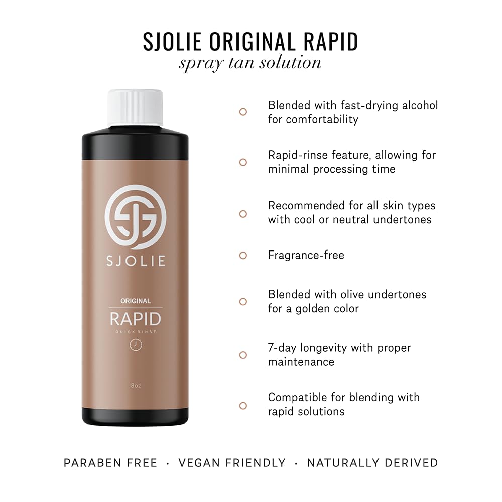 SJOLIE Sunless Rapid Spray Tan bottle highlights Aloe Vera hydration during development
