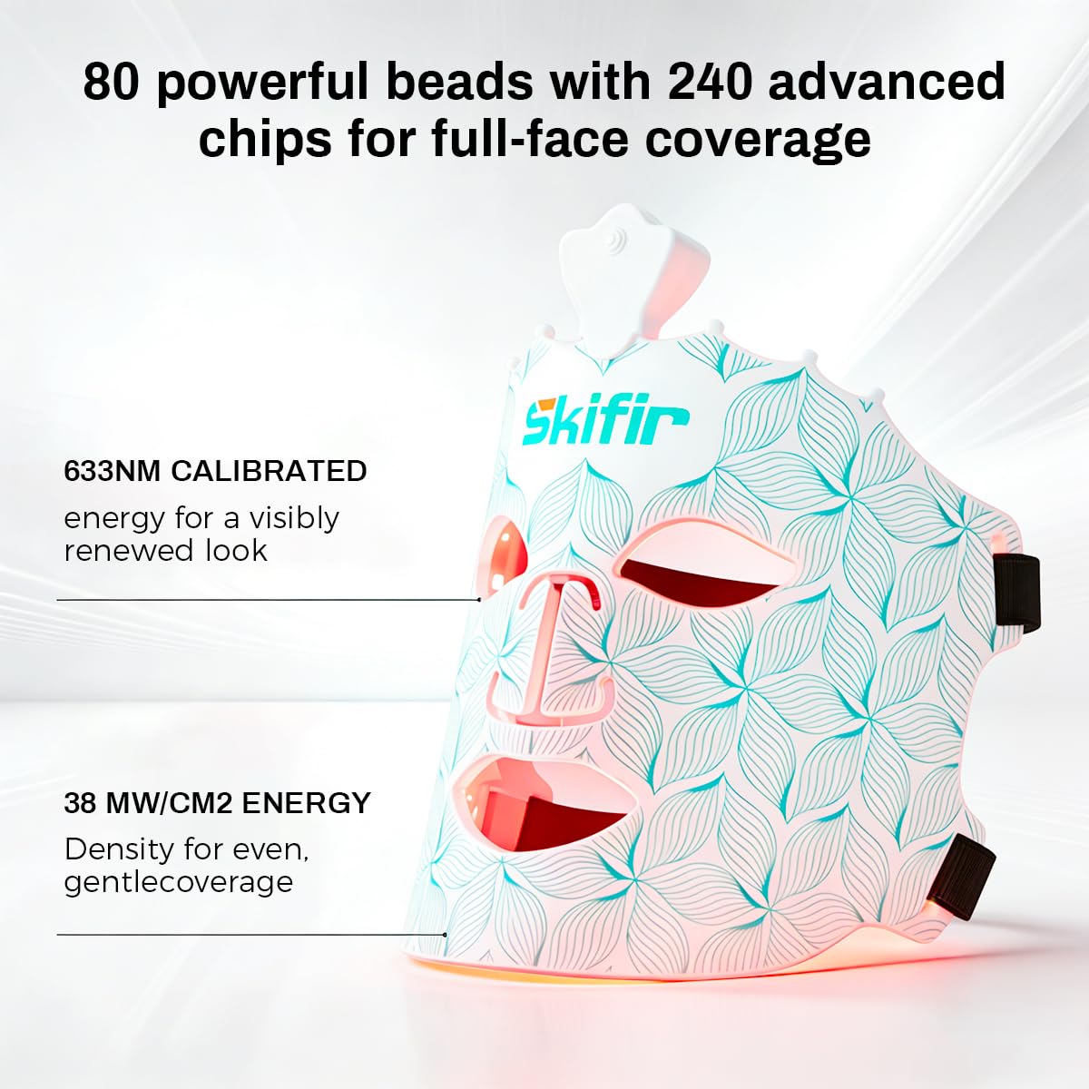 Soft silicone SKIFIR mask contours to the face for comfortable wear.
