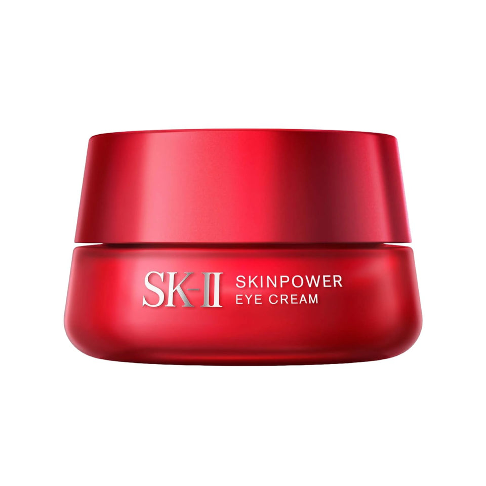 SK-II SkinPower under-eye cream tube closeup showing firming and brightening potential.