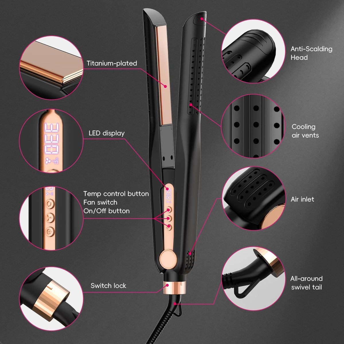 Skimi Airflow Styler with cool airflow vents for quick, balanced styling
