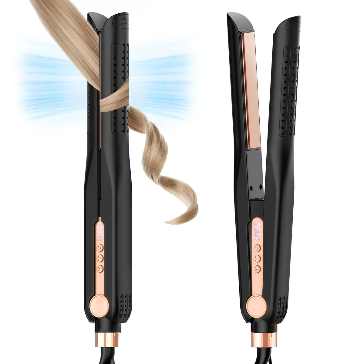 Skimi Airflow Styler front view in black and champagne for versatile styling