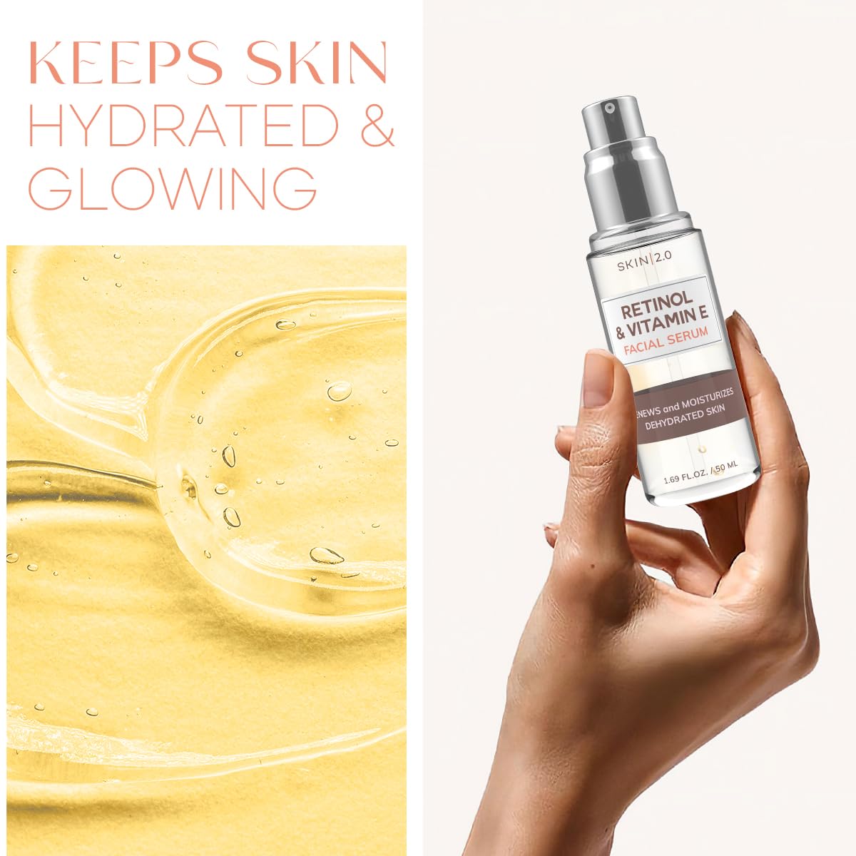 Skin 2.0 hydration boost application shot for plump, dewy skin