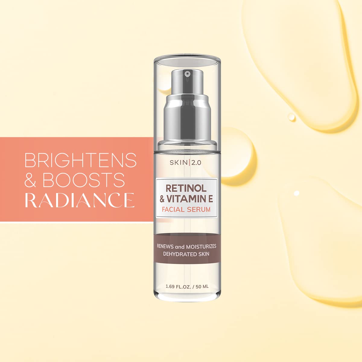 Skin 2.0 serum dropper closeup highlights precise application for hydration