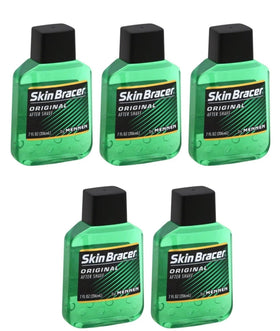 Skin Bracer by Mennen bottle pour demonstrates refreshing post-shave splash for quick comfort