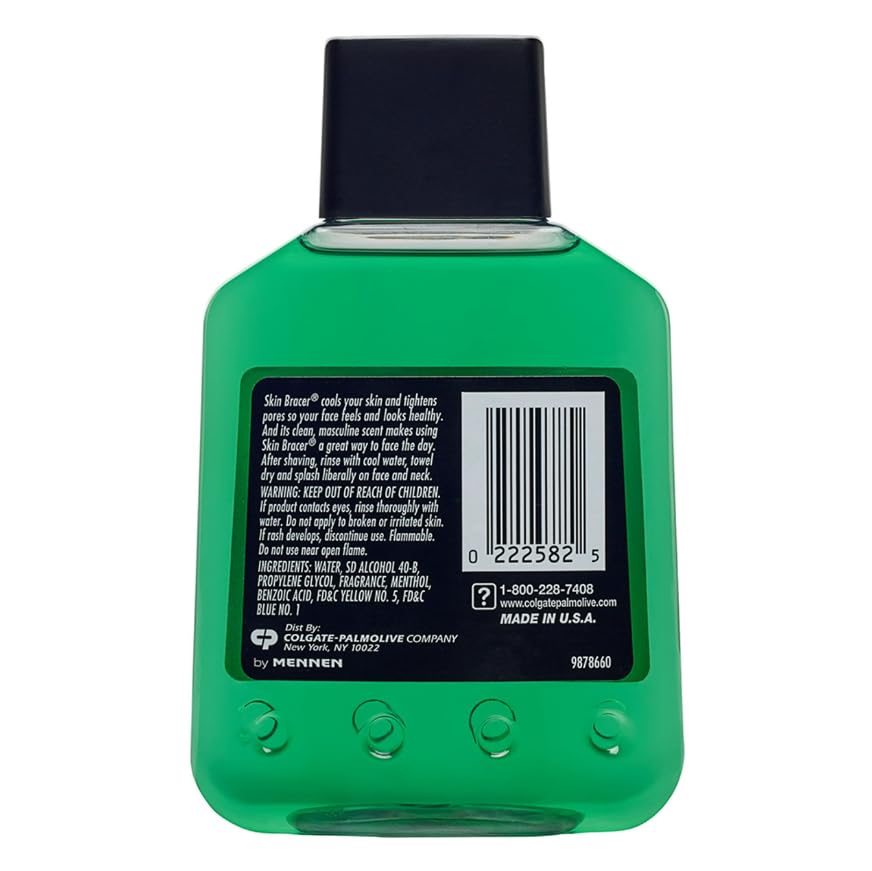 Close-up of cap on Skin Bracer bottle highlighting easy splash