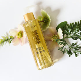 Bottled product with soft pump ready for morning routine.