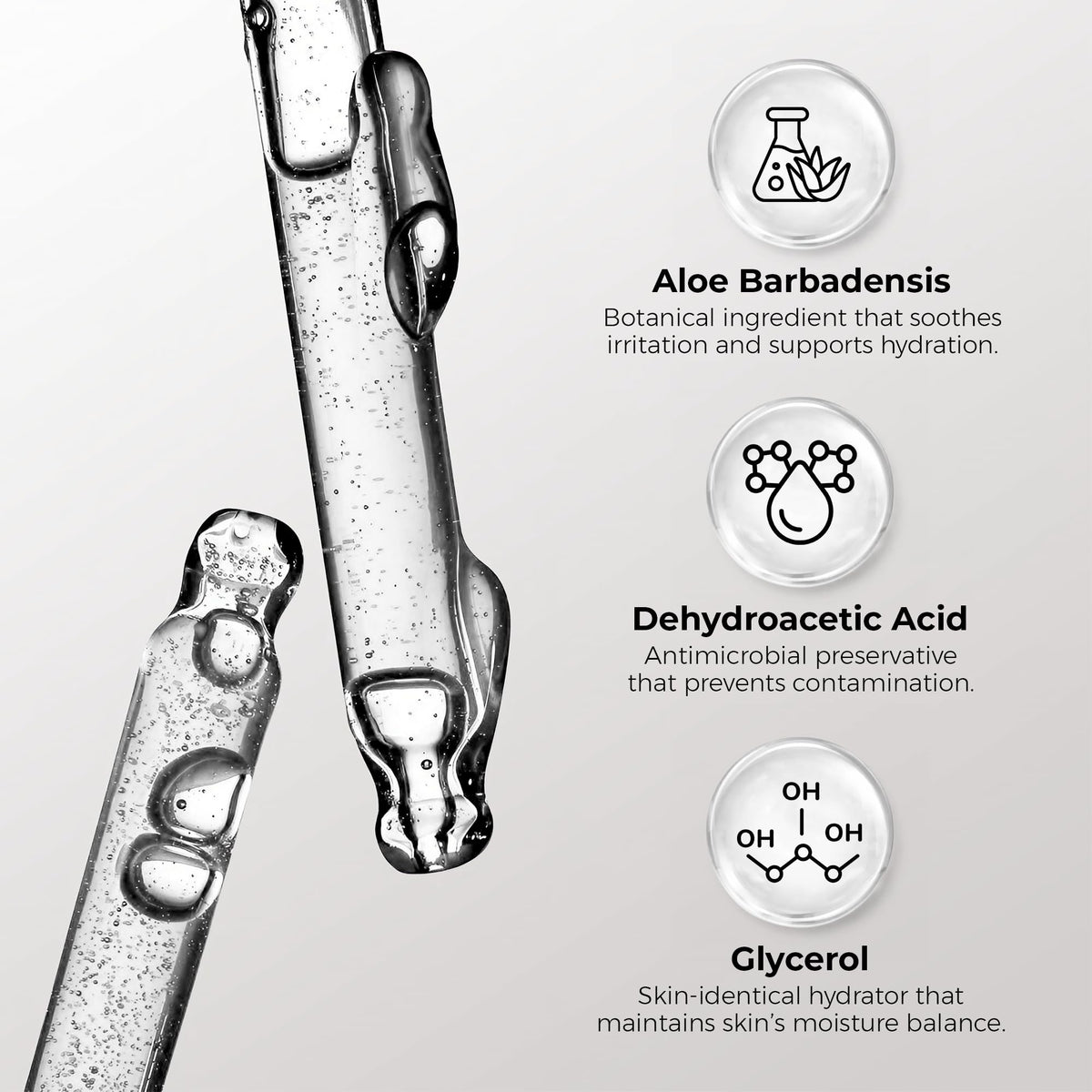 SKIN DEVA Hyaluronic acid serum closeup highlights smooth texture.