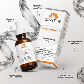 Skin Deva serum applied to the face for a quick radiance boost.