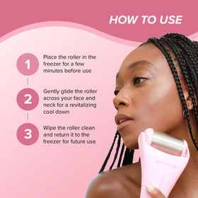 Skin Gym IceCool Ice Roller used during skincare routine for better absorption.