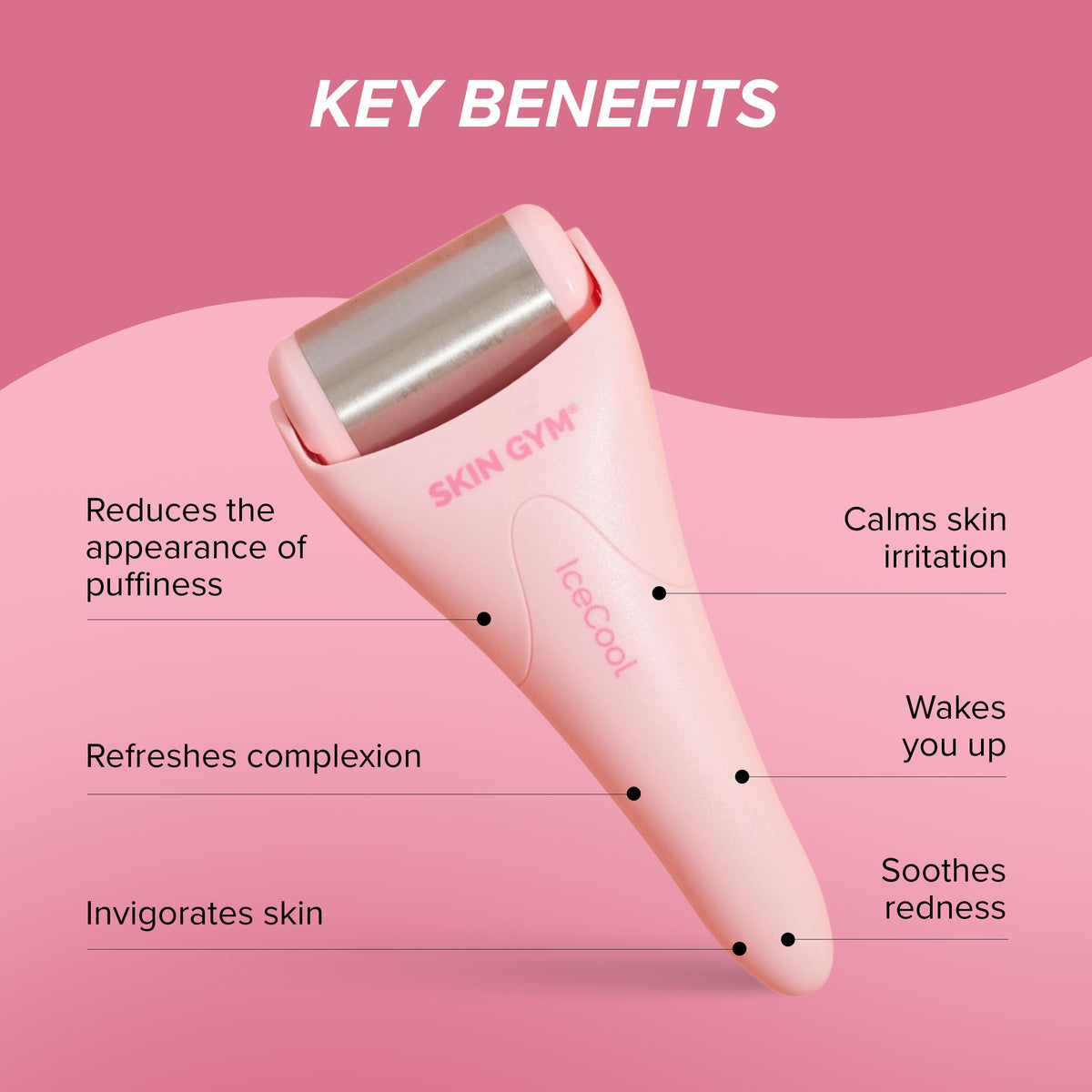 Skin Gym IceCool Ice Roller under-eye area for puffiness relief.