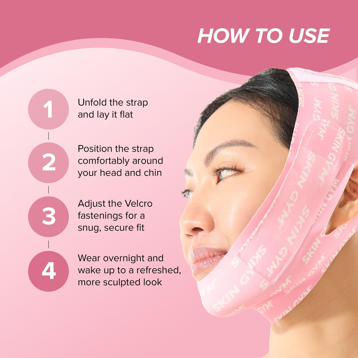SKIN GYM nightly self-care chin strap pairs with serums for enhanced absorption.