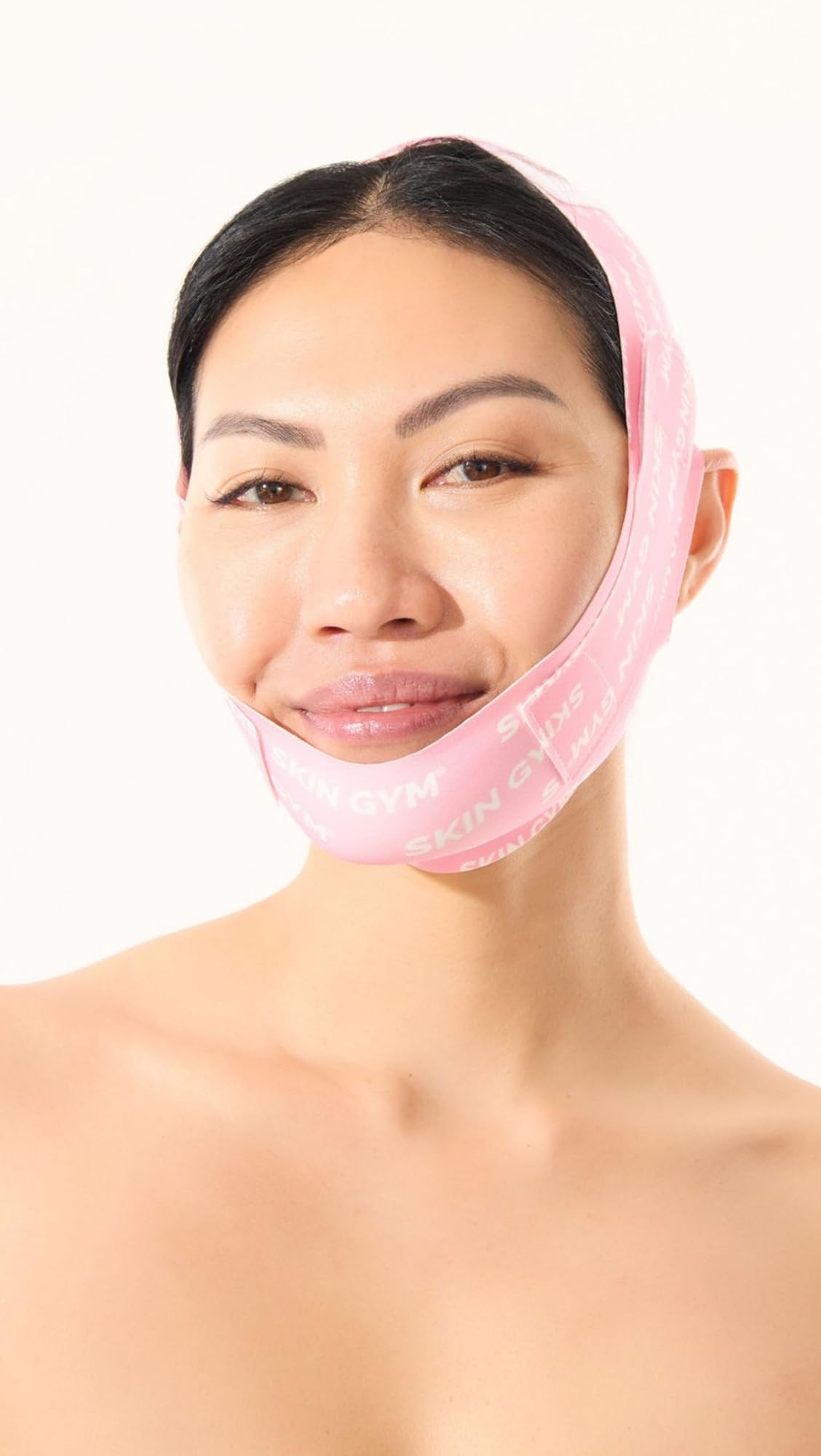 SKIN GYM sleep chin lift band provides gentle support for comfortable all-night wear.