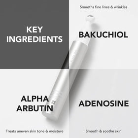 Bakuchiol leaves and caffeine imagery for potent eye care.