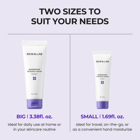 SKIN&LAB Barrierderm fragrance-free label and derm-tested badge.