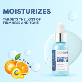 Ingredients visual highlighting vitamin C and vitamin E for brightness and protection.