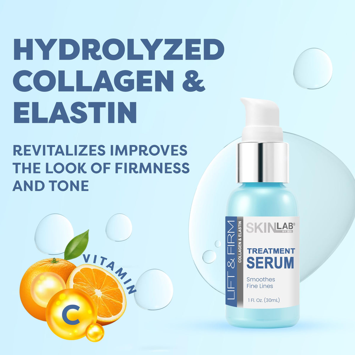 Elegant packaging signaling premium skincare for SKIN LAB Lift & Firm Serum.