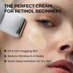 Roller application close-up shows precise, hands-free massage for smoother skin.