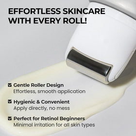 Front view of bottle emphasizes modern design for daily skincare.