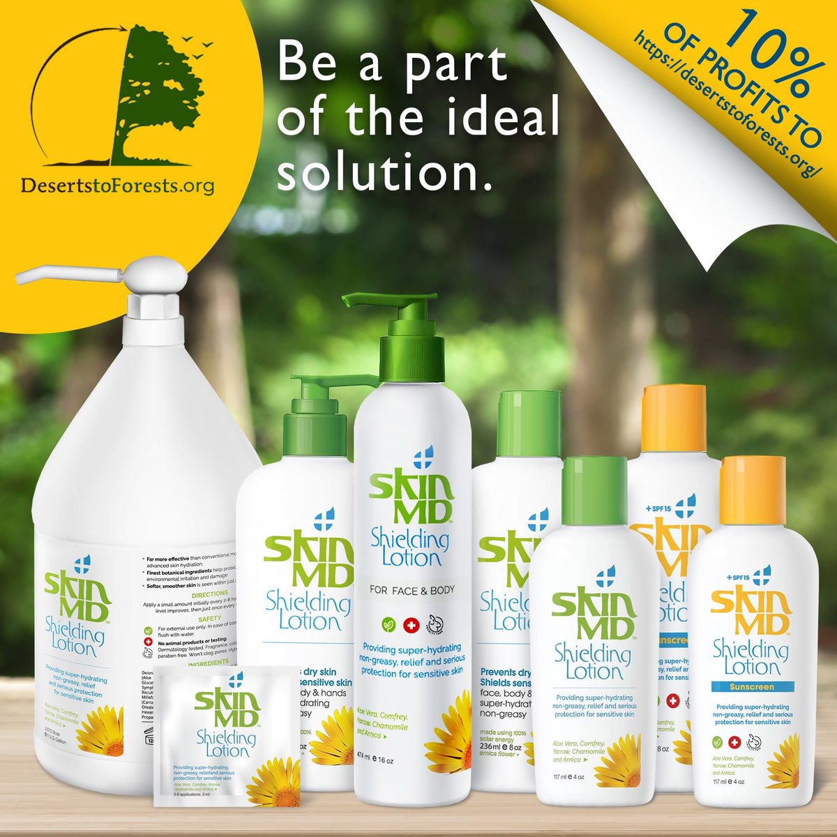 Skin MD Natural Shielding Lotion travel-friendly packaging for on-the-go care.