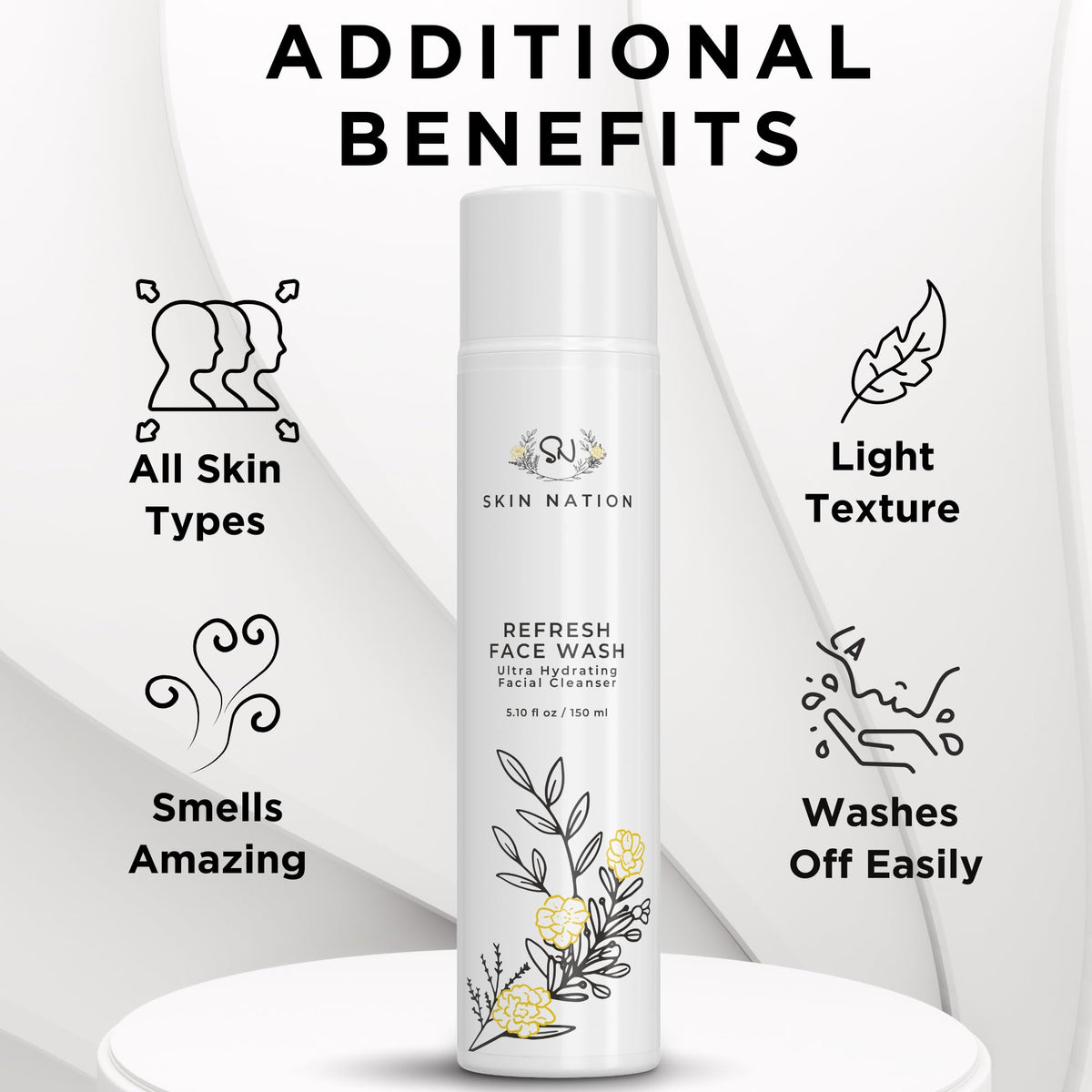 Skin Nation Hydrating Gentle Face Wash chamomile flowers signal gentle care