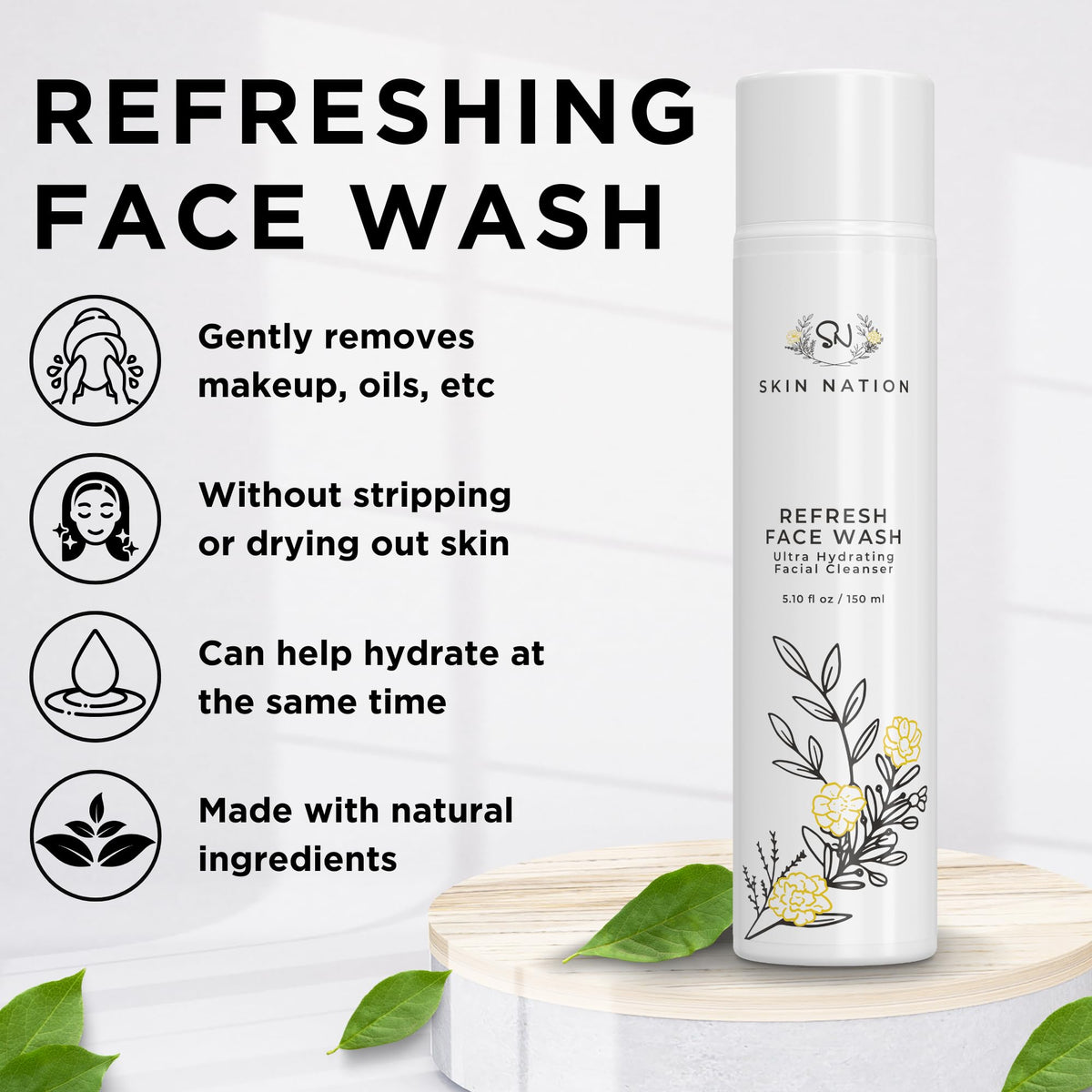 Skin Nation Hydrating Gentle Face Wash foamy lather for gentle cleansing