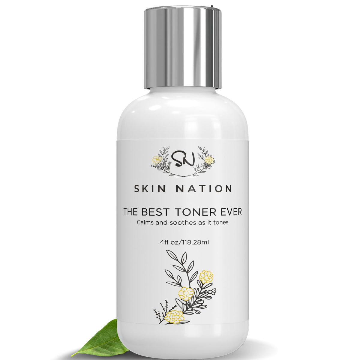 Skin Nation Hydrating Rosewater Toner bottle demonstrates daily hydration and refreshed skin.