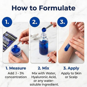 Skin Perfection GHK-Cu powder used in scalp tonic prep for denser-looking hair.