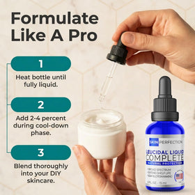 Skin Perfection Leucidal Complete product shot illustrating broad compatibility with lotions and toners.