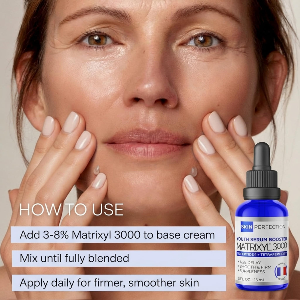 Skin Perfection Matrixyl 3000 serum ingredient label lists Palmitoyl Tripeptide-1 and Tetrapeptide-7