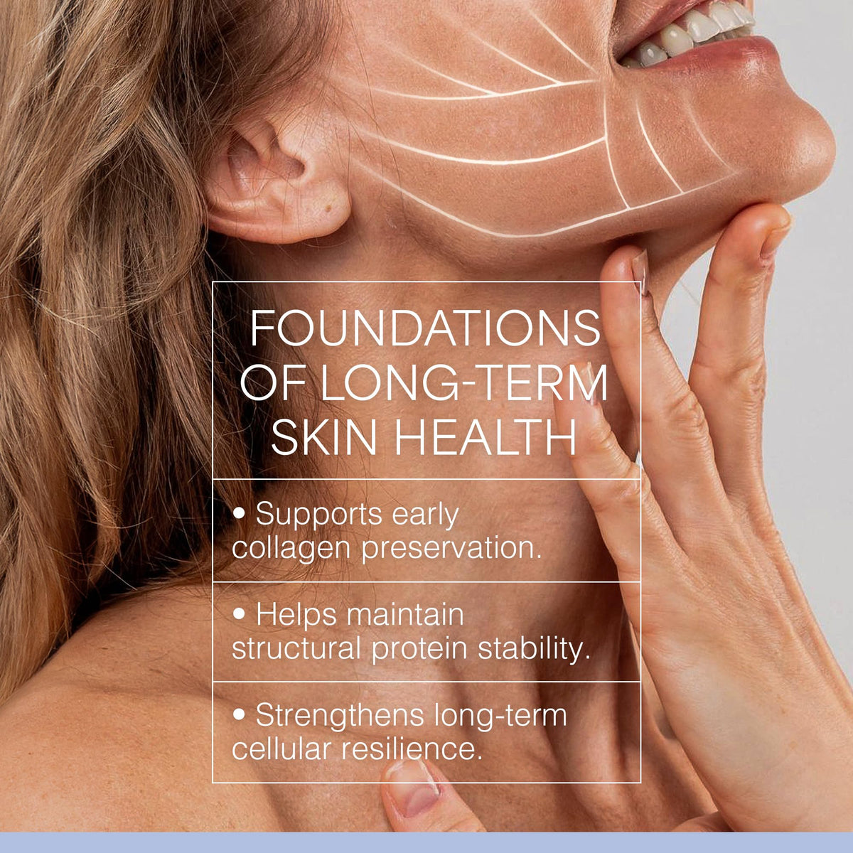 Skin Perfection neck firming serum application targeting jawline area.
