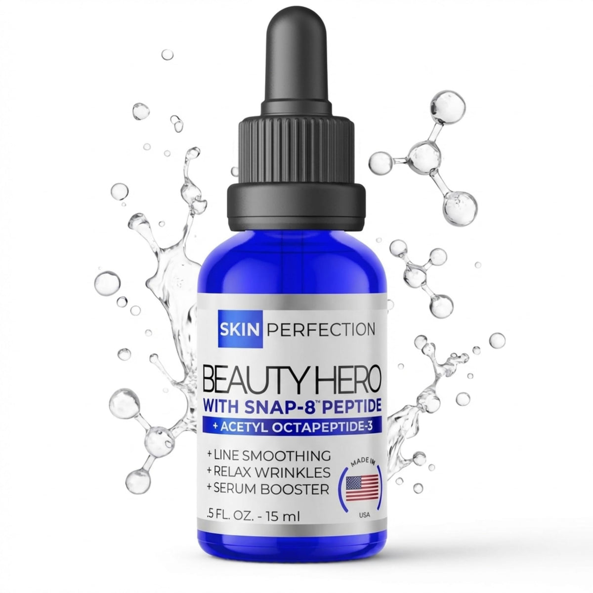 Skin Perfection Snap 8 Serum bottle on shelf ideal for everyday anti-aging routine.