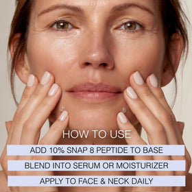 Skin Perfection Snap 8 serum texture close-up emphasizes lightweight, unscented formula.