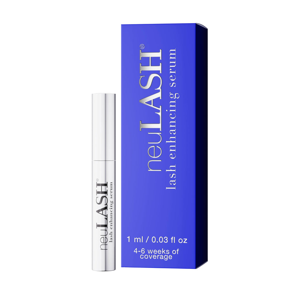 Skin Research Laboratories neuLASH serum bottle close-up showing hydrating formula for lashes.