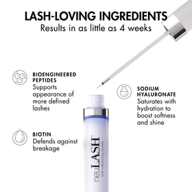 Close-up of neuLASH applicator brush applying at lash base for enhanced appearance.