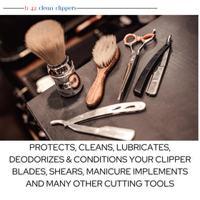 Skin Revolution H-42 cleans blades without removing them, saving time for barbers.
