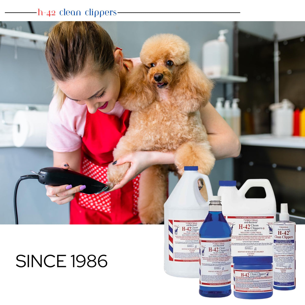Skin Revolution H-42 deodorizes and cleans grooming tools for better sessions.