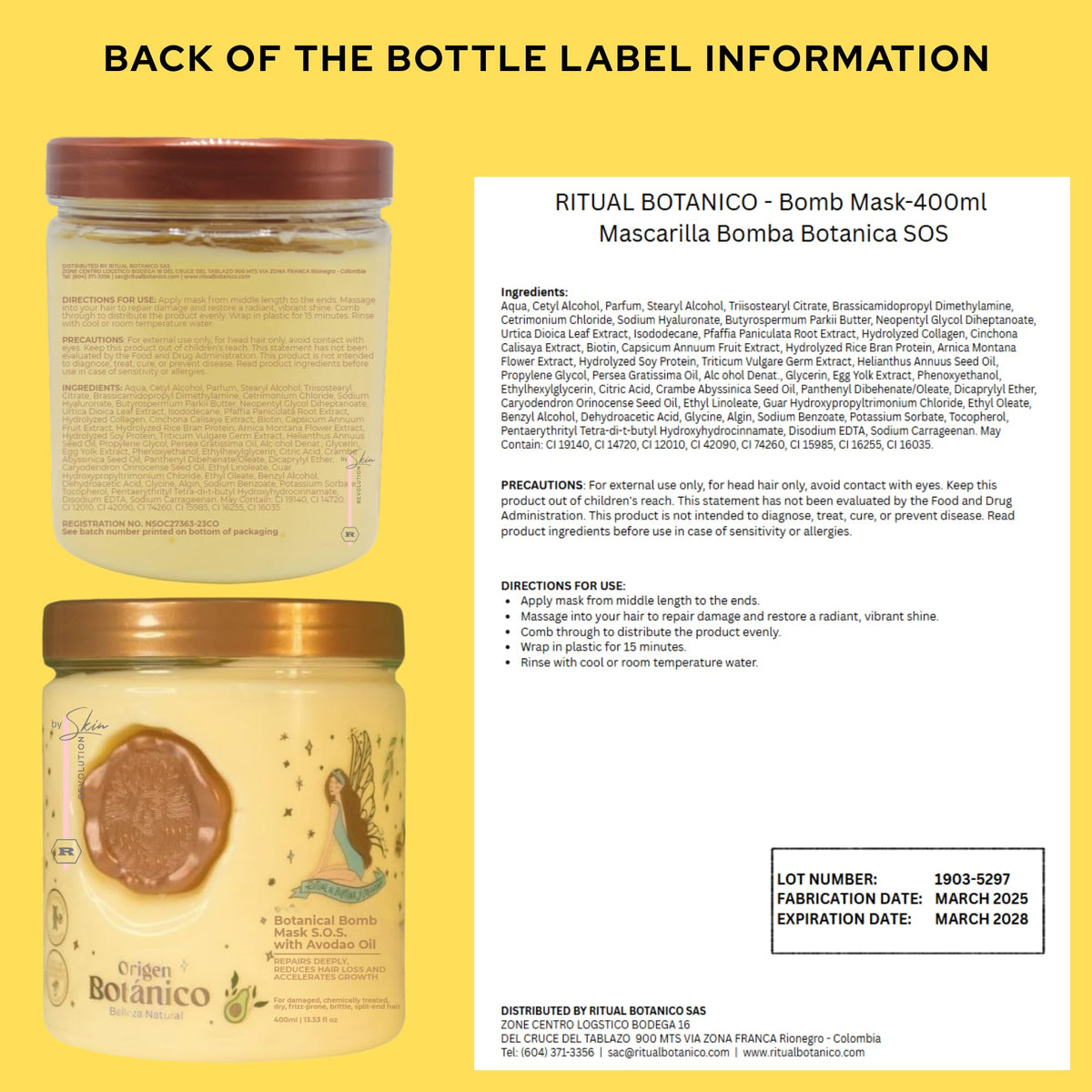 Skin Revolution Ritual Botánico Organic Keratin tube label highlights vegan, chemical-free care