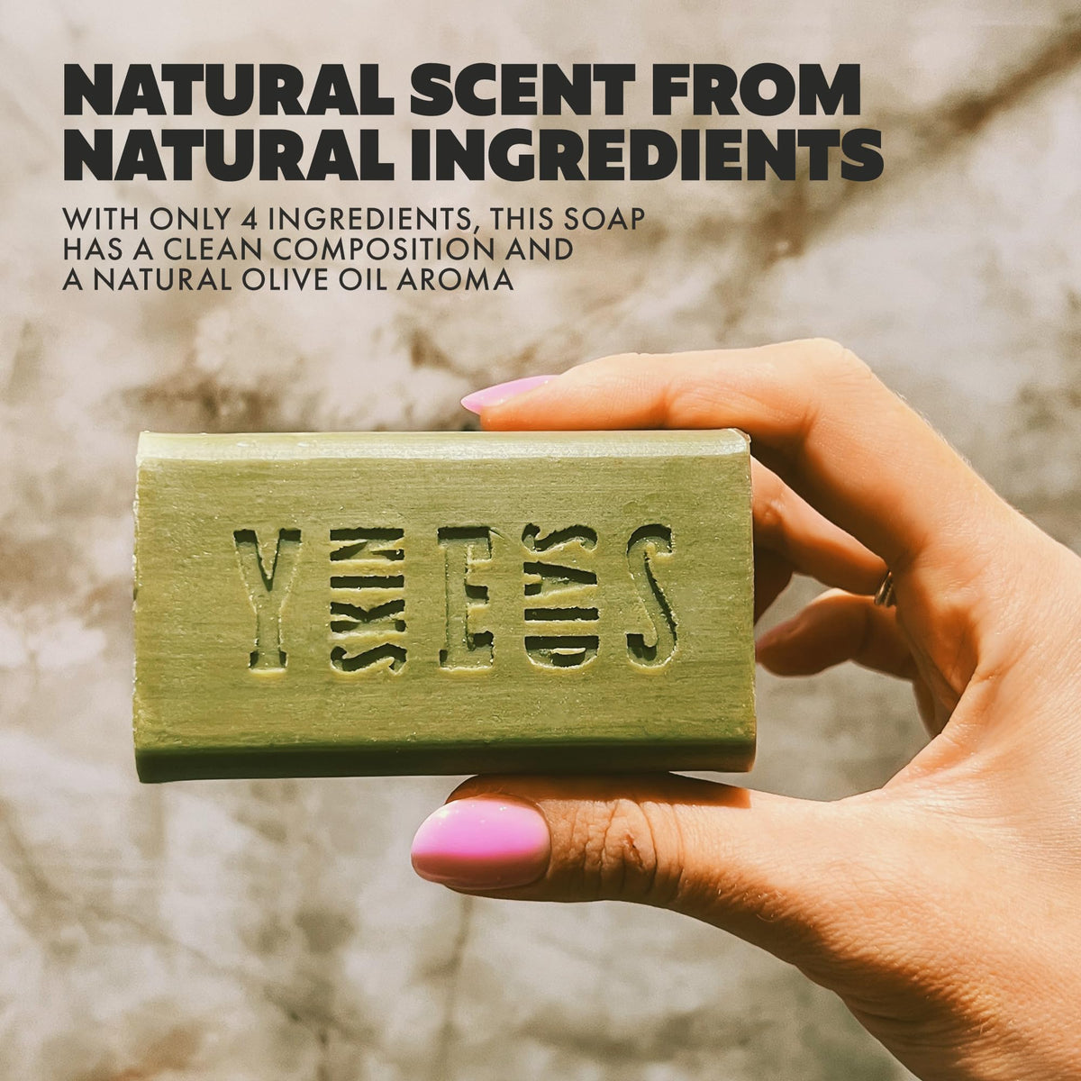 Skin Said Yes olive oil bar soap luxury size lasts longer.