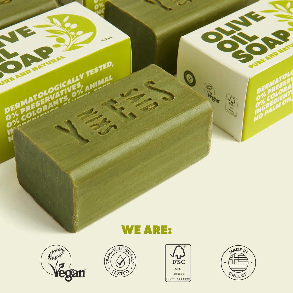 Skin Said Yes olive oil bar soap hydrates hands and skin without residue.