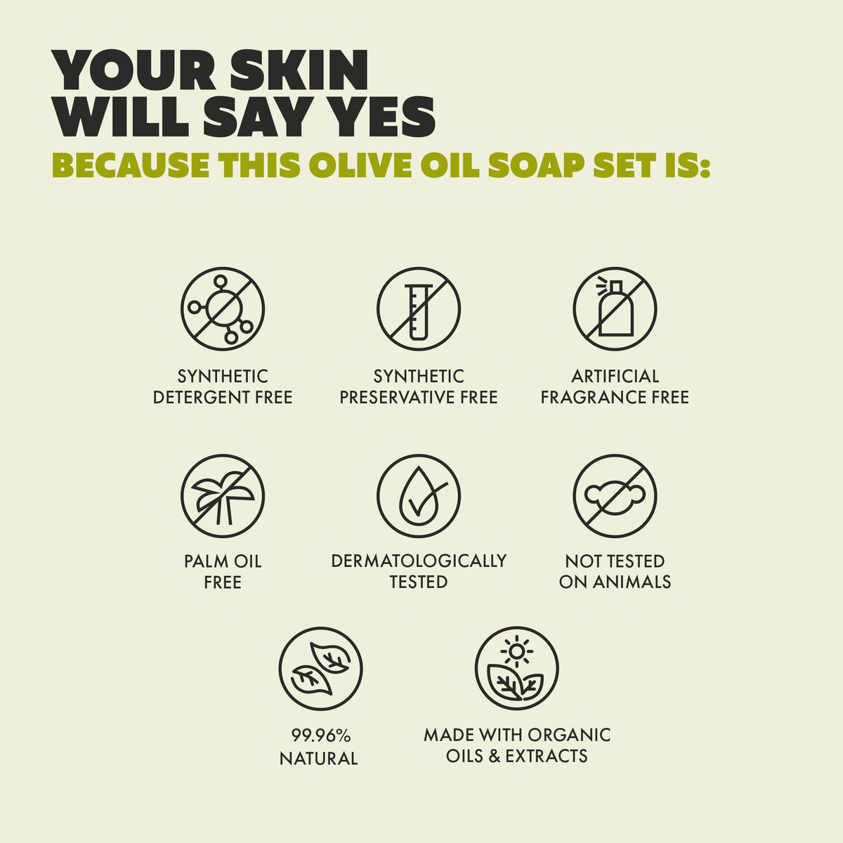 Skin Said Yes olive oil bar soap natural scent for pure, fragrance-free cleansing.