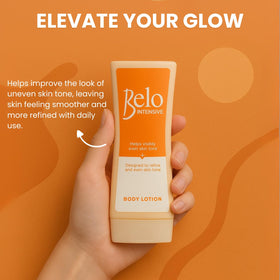 Hands applying Belo Intensive Lotion after shower for quick moisture
