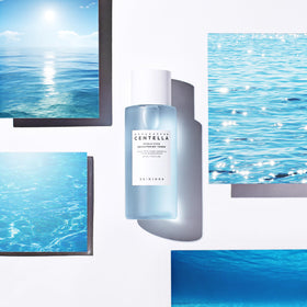 SKIN1004 Hyalu-Cica Toner being patted into skin for hydration.